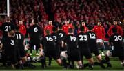 24 June 2017; The British and Irish Lions face the haka prior to the First Test match between New Zealand All Blacks and the British & Irish Lions at Eden Park in Auckland, New Zealand. Photo by Stephen McCarthy/Sportsfile