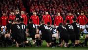 24 June 2017; The British and Irish Lions face the haka prior to the First Test match between New Zealand All Blacks and the British & Irish Lions at Eden Park in Auckland, New Zealand. Photo by Stephen McCarthy/Sportsfile