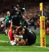24 June 2017; Elliot Daly of the British & Irish Lions is tackled by Israel Dagg of New Zealand during the First Test match between New Zealand All Blacks and the British & Irish Lions at Eden Park in Auckland, New Zealand. Photo by Stephen McCarthy/Sportsfile