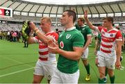 24 June 2017; Luke Marshall, left, and John Cooney of Ireland leave the pitch after the international rugby match between Japan and Ireland in the Ajinomoto Stadium in Tokyo, Japan. Photo by Brendan Moran/Sportsfile