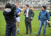 12 February 2012; Former Donegal player Kevin Cassidy working for TG4 during the game. Allianz Football League, Division 1, Round 2, Donegal v Laois, O'Donnell Park, Letterkenny, Co. Donegal. Picture credit: Oliver McVeigh / SPORTSFILE