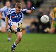 12 February 2012; David Conway, Laois, kicks a point. Allianz Football League, Division 1, Round 2, Donegal v Laois, O'Donnell Park, Letterkenny, Co. Donegal. Picture credit: Oliver McVeigh / SPORTSFILE