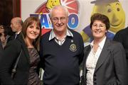 14 February 2012; In attendance at the launch of the Tayto Longford Arms Comótas Peile Páidi O’Sé 2012 are Rita Boland, left, West Clare Gaels, with Eamonn and Maureen byrne from Tinryland GFC, Co. Carlow. The invitational GAA tournament, which will take place from 24-26 February 2012 across the Dingle Peninsula, will see 26 senior, intermediate and junior GAA club teams competing from 15 counties and greater London area. This year, the men's senior cup will be renamed in memory of former Defence Forces Chief of Staff Dermot Earley. For full details check out www.paidiose.com. Launch of the Tayto Longford Arms Comótas Peile Páidi O’Sé 2012, D4 Berkeley Hotel, Dublin. Photo by Sportsfile