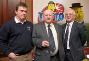 14 February 2012; In attendance at the launch of the Tayto Longford Arms Comótas Peile Páidi O’Sé 2012 are Michael Murphy, left, Brendan Hayden, and John Scott, all from Tinryland GFC, Co. Carlow. The invitational GAA tournament, which will take place from 24-26 February 2012 across the Dingle Peninsula, will see 26 senior, intermediate and junior GAA club teams competing from 15 counties and greater London area. This year, the men's senior cup will be renamed in memory of former Defence Forces Chief of Staff Dermot Earley. For full details check out www.paidiose.com. Launch of the Tayto Longford Arms Comótas Peile Páidi O’Sé 2012, D4 Berkeley Hotel, Dublin. Photo by Sportsfile