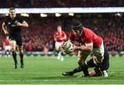 24 June 2017; Sean O'Brien of the British & Irish Lions goes over to score his side's first try during the First Test match between New Zealand All Blacks and the British & Irish Lions at Eden Park in Auckland, New Zealand. Photo by Stephen McCarthy/Sportsfile