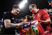 24 June 2017; Beauden Barrett of New Zealand with supporters following the First Test match between New Zealand All Blacks and the British & Irish Lions at Eden Park in Auckland, New Zealand. Photo by Stephen McCarthy/Sportsfile