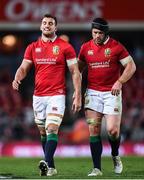 24 June 2017; Sam Warburton, left, and Sean O'Brien of the British & Irish Lions during the First Test match between New Zealand All Blacks and the British & Irish Lions at Eden Park in Auckland, New Zealand. Photo by Stephen McCarthy/Sportsfile