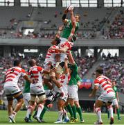 24 June 2017; Rhys Ruddock of Ireland wins a lineout from Luke Thompson of Japan  during the international rugby match between Japan and Ireland in the Ajinomoto Stadium in Tokyo, Japan. Photo by Brendan Moran/Sportsfile