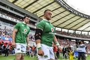 24 June 2017; Andrew Porter, right and James Ryan of Ireland walk onto the pitch before the international rugby match between Japan and Ireland in the Ajinomoto Stadium in Tokyo, Japan. Photo by Brendan Moran/Sportsfile