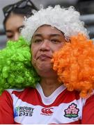24 June 2017; A Japan supporter looks on during the international rugby match between Japan and Ireland in the Ajinomoto Stadium in Tokyo, Japan. Photo by Brendan Moran/Sportsfile