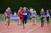 24 June 2017; Athletes from left, Isobel Field of Dundrum South Dublin A.C., Co Dublin, Amy Timoney of Finn Valley A.C., Co Donegal and Orlaith Mannion of South Galway AC, Co Galway, competing in the Girls U11 60m at the Irish Life Health Juvenile Games & Inter Club Relays at Tullamore Harriers Stadium in Tullamore, Co Offaly. Photo by Sam Barnes/Sportsfile