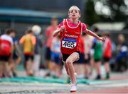 24 June 2017; Orla O’Shaughnessy of Dooneen A.C., Co Limerick,  competing in the Girls U11 60m at the Irish Life Health Juvenile Games & Inter Club Relays at Tullamore Harriers Stadium in Tullamore, Co Offaly. Photo by Sam Barnes/Sportsfile
