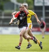 24 June 2017; Patrick Browne of Nort Cork in action against Cormac McFadden of Antrim during the Bank of Ireland Celtic Challenge Corn John Scott Final match between Antrim and North Cork at Netwatch Cullen Park in Carlow. Photo by Matt Browne/Sportsfile