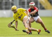 24 June 2017; Sean Eillott of Antrim in action against Cian Crowley of North Cork during the Bank of Ireland Celtic Challenge Corn John Scott Final match between Antrim and North Cork at Netwatch Cullen Park in Carlow. Photo by Matt Browne/Sportsfile