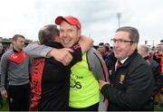24 June 2017; Down manager Eamonn Burns  celebrates with fans and Down Chairman Sean Rooney, right, after the Ulster GAA Football Senior Championship Semi-Final match between Down and Monaghan at the Athletic Grounds in Armagh. Photo by Oliver McVeigh/Sportsfile