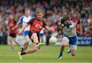 24 June 2017; Caolan Mooney of Down in action against Darren Hughes of Monaghan during the Ulster GAA Football Senior Championship Semi-Final match between Down and Monaghan at the Athletic Grounds in Armagh. Photo by Daire Brennan/Sportsfile