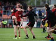 24 June 2017; Darragh O'Hanlon and Caolan Mooney of Down celebrate after the final whistle in  the Ulster GAA Football Senior Championship Semi-Final match between Down and Monaghan at the Athletic Grounds in Armagh. Photo by Oliver McVeigh/Sportsfile