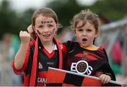 24 June 2017; Down supporters Maoise Sharvin, aged 6, and Rose Sloan, aged 6, from Kilcleef, Co Down, ahead of the Ulster GAA Football Senior Championship Semi-Final match between Down and Monaghan at the Athletic Grounds in Armagh. Photo by Daire Brennan/Sportsfile