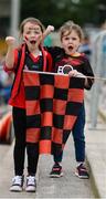 24 June 2017; Down supporters Maoise Sharvin, aged 6, and Rose Sloan, aged 6, from Kilcleef, Co Down, ahead of the Ulster GAA Football Senior Championship Semi-Final match between Down and Monaghan at the Athletic Grounds in Armagh. Photo by Daire Brennan/Sportsfile