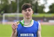 24 June 2017; Joseph McEvoy, St. Anne's Killaloe, Co. Clare, after finishing second in the 100 metre hurdles at the Irish Life Health Tailteann School’s Interprovincial Schools Championships at Morton Stadium in Santry, Dublin. Photo by Ramsey Cardy/Sportsfile