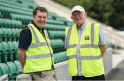 25 June 2017; Stewards Eamonn Sheil, left, originally from Lochrea, Co Galway, and Jimmy Sheridan, right, originally from Ballyfermot, Dublin, now both living in London, ahead of the GAA Football All-Ireland Senior Championship Round 1B match between London and Carlow at McGovern Park in Ruislip, London. Photo by Seb Daly/Sportsfile