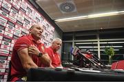 25 June 2017; Rory Best and head coach Warren Gatland, right, during a British and Irish Lions media conference at Meridian Energy in Wellington, New Zealand. Photo by Stephen McCarthy/Sportsfile