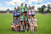 24 June 2017; The 4 x 100 metre relay podium at the Irish Life Health Tailteann School’s Interprovincial Schools Championships at Morton Stadium in Santry, Dublin. Photo by Ramsey Cardy/Sportsfile