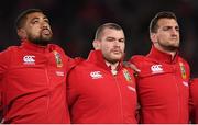 24 June 2017; British and Irish Lions players, from left, Taulupe Faletau, Jack McGrath and Sam Warburton during the First Test match between New Zealand All Blacks and the British & Irish Lions at Eden Park in Auckland, New Zealand. Photo by Stephen McCarthy/Sportsfile