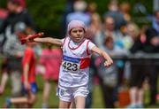24 June 2017; Kate Kingston of Skibbereen A.C., Co Cork, competing in the Girls U11 Turbo Javelin at the Irish Life Health Juvenile Games & Inter Club Relays at Tullamore Harriers Stadium in Tullamore, Co Offaly. Photo by Sam Barnes/Sportsfile