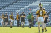 1 April 2007; Referee Eugene Murtagh shows Ambrose O'Donovan, Dr. Crokes, the red card. AIB All-Ireland Club Football Championship Final Replay, Dr Crokes v Crossmaglen Rangers, O'Moore Park, Portlaoise, Co. Laois. Picture credit: Brian Lawless / SPORTSFILE