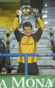 17 February 2012; Kieran Gavin, Dublin City University, lifts the O'Byrne Cup. Bord na Mona O'Byrne Cup Final, Dublin City University v Kildare, O'Moore Park, Portlaoise, Co. Laois. Picture credit: Tomas Greally / SPORTSFILE