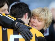 18 February 2012; Aaron Kernan, Crossmaglen Rangers, is congratulated by his mother Patricia after the game. AIB GAA Football All-Ireland Senior Club Championship Semi-Final, Dr. Crokes, Kerry v Crossmaglen Rangers, Armagh, O'Moore Park, Portlaoise, Co. Laois. Picture credit: Brendan Moran / SPORTSFILE