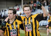 18 February 2012; Aaron Kernan and Johnny Hanratty, right, Crossmaglen Rangers, celebrating after the game. AIB GAA Football All-Ireland Senior Club Championship Semi-Final, Dr. Crokes, Kerry, v Crossmaglen Rangers, Armagh, O'Moore Park, Portlaoise, Co. Laois. Picture credit: Oliver McVeigh / SPORTSFILE