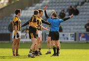 18 February 2012; Stephen Kernan, Crossmaglen Rangers, receives red card from Referee David Coldrick in the second half. AIB GAA Football All-Ireland Senior Club Championship Semi-Final, Dr. Crokes, Kerry v Crossmaglen Rangers, Armagh, O'Moore Park, Portlaoise, Co. Laois. Picture credit: Oliver McVeigh / SPORTSFILE
