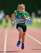 24 June 2017; Jessica White of Glenmore A.C., Co Louth, competing in the Girls U10 4x100m relay at the Irish Life Health Juvenile Games & Inter Club Relays at Tullamore Harriers Stadium in Tullamore, Co Offaly. Photo by Sam Barnes/Sportsfile