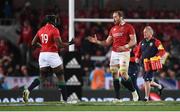 24 June 2017; Alun Wyn Jones is replaced by his British and Irish Lions team-mate Maro Itoje during the First Test match between New Zealand All Blacks and the British & Irish Lions at Eden Park in Auckland, New Zealand. Photo by Stephen McCarthy/Sportsfile