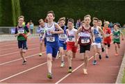 24 June 2017; Fionn Heffernan of Ratoath A.C., Co Meath, leads the field during the Boys U11 600m at the Irish Life Health Juvenile Games & Inter Club Relays at Tullamore Harriers Stadium in Tullamore, Co Offaly. Photo by Sam Barnes/Sportsfile