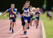 24 June 2017; Mark Conroy of Moy Valley A.C., Co Kildare, competing in the U9 300m at the Irish Life Health Juvenile Games & Inter Club Relays at Tullamore Harriers Stadium in Tullamore, Co Offaly. Photo by Sam Barnes/Sportsfile