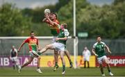 25 June 2017; Eoghan Ruth of Carlow in action against Danny Moran of Carlow during the GAA Football All-Ireland Senior Championship Round 1B match between London and Carlow at McGovern Park in Ruislip, London. Photo by Seb Daly/Sportsfile