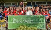 25 June 2017; Clodagh Kennedy captain of Killygarry, Co. Cavan lifts the shield after the Girls Division 1 Shield Final at the John West Peile na nÓg national competition which took place this weekend across Cavan, Fermanagh and Monaghan. This is the second year that the Féile na nGael and Féile Peile na nÓg have been sponsored by John West, one of the world’s leading suppliers of fish. The competition gives up-and-coming GAA superstars the chance to participate and play in their respective Féile tournament, at a level which suits their age, skills and strengths.   Photo by Matt Browne/Sportsfile