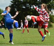 25 June 2017;  Robyn O'Connor of Cork Womens and Schoolgirls soccer League in action against Sarah Duke Power of North Eastern Counties Soccer League during the Fota Island Resort FAI Gaynor Cup at the University of Limerick in Limerick. Photo by David Maher/Sportsfile