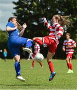 25 June 2017;  Robyn O'Connor of Cork Womens and Schoolgirls soccer League in action against Sarah Duke Power of North Eastern Counties Soccer League during the Fota Island Resort FAI Gaynor Cup at the University of Limerick in Limerick. Photo by David Maher/Sportsfile