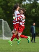 25 June 2017; Ava Lotty, left, of Cork Womens and Schoolgirls soccer League celebrates with Mia O'Connell after scoring her side's goal against North Eastern Counties Soccer League during the Fota Island Resort FAI Gaynor Cup at the University of Limerick in Limerick. Photo by David Maher/Sportsfile