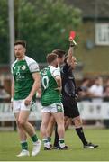 25 June 2017; Referee Niall Cullen shows a red card to Jaralth Branagan of London, not pictured, during the GAA Football All-Ireland Senior Championship Round 1B match between London and Carlow at McGovern Park in Ruislip, London. Photo by Seb Daly/Sportsfile