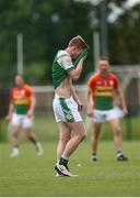 25 June 2017; Jaralth Branagan of London leaces the field after being shown a red card during the GAA Football All-Ireland Senior Championship Round 1B match between London and Carlow at McGovern Park in Ruislip, London. Photo by Seb Daly/Sportsfile