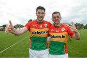 25 June 2017; John Murphy and Alan Kelly of Carlow celebrate following their side's victory during the GAA Football All-Ireland Senior Championship Round 1B match between London and Carlow at McGovern Park in Ruislip, London. Photo by Seb Daly/Sportsfile