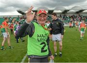 25 June 2017; Carlow backroom staff member Sean Reilly celebrates following his side's victory during the GAA Football All-Ireland Senior Championship Round 1B match between London and Carlow at McGovern Park in Ruislip, London. Photo by Seb Daly/Sportsfile