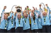 25 June 2017; Galway and District League captain Saoire Healey celebrates with her teammates after winning the U.14 Final against Sligo Leitrim Schoolboys and girls League during the Fota Island Resort FAI Gaynor Cup at the University of Limerick in Limerick. Photo by David Maher/Sportsfile