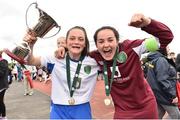 25 June 2017; Winning goalscorer Alannah McEvoy, left and captain Rachael Kelly of Metropolitan girls League celebrate at the end of the U.16 final at the Fota Island Resort FAI Gaynor Cup at the University of Limerick in Limerick. Photo by David Maher/Sportsfile