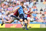 25 June 2017; Eoghan O'Gara of Dublin scoring his sides second goal despite the efforts of Callum McCormack of Westmeath during the Leinster GAA Football Senior Championship Semi-Final match between Dublin and Westmeath at Croke Park in Dublin. Photo by Eóin Noonan/Sportsfile